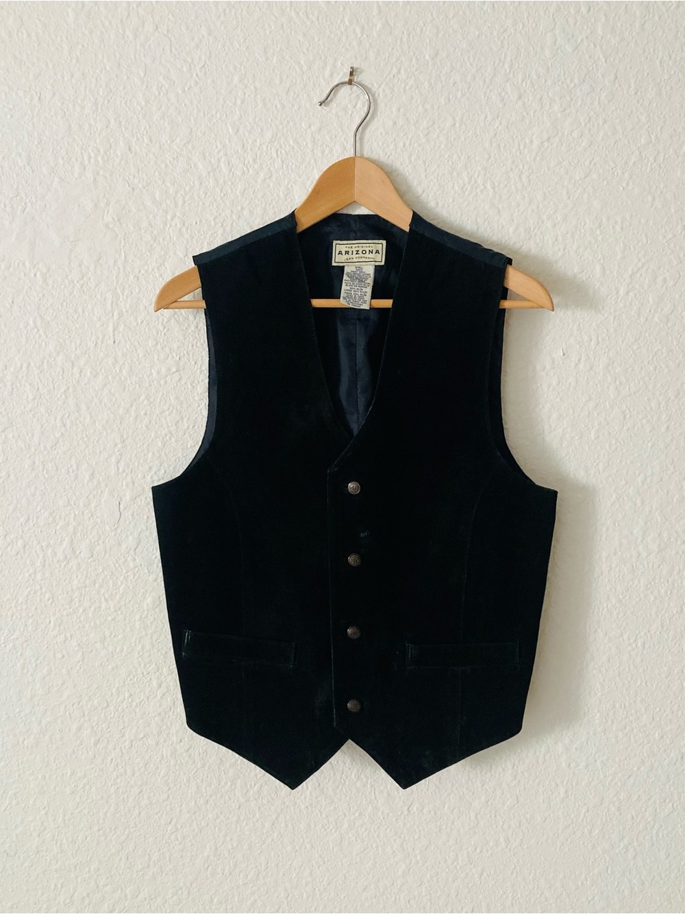 Vintage Arizona Jean Company Black Suede Vest